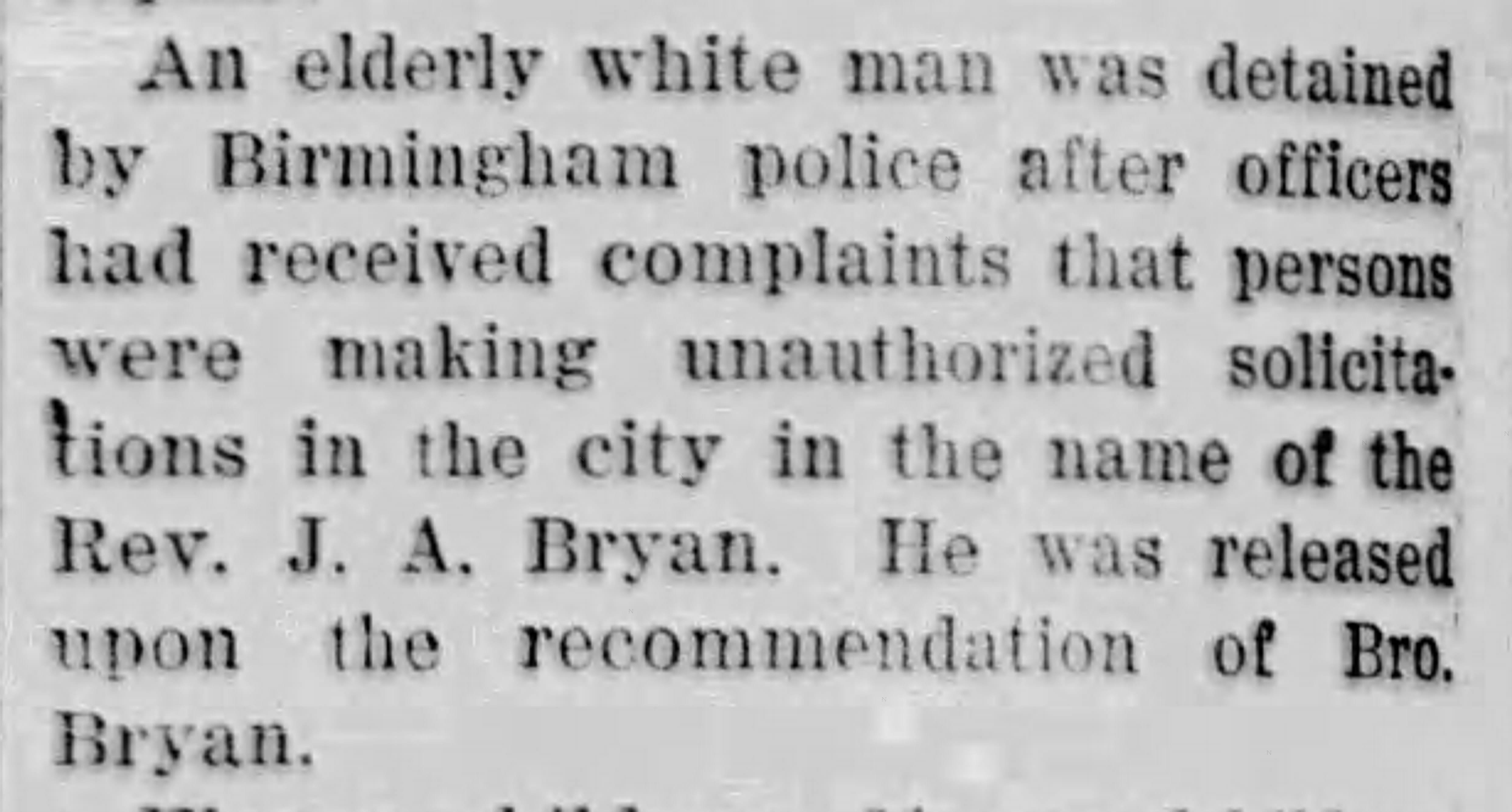 Elderly White Man Released at Bryan recommendation